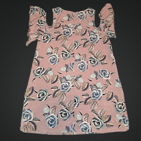 Pink Owl Dusty Pink Floral Cold Shoulders Shirt or Dress Size Large - Picture 2 of 5